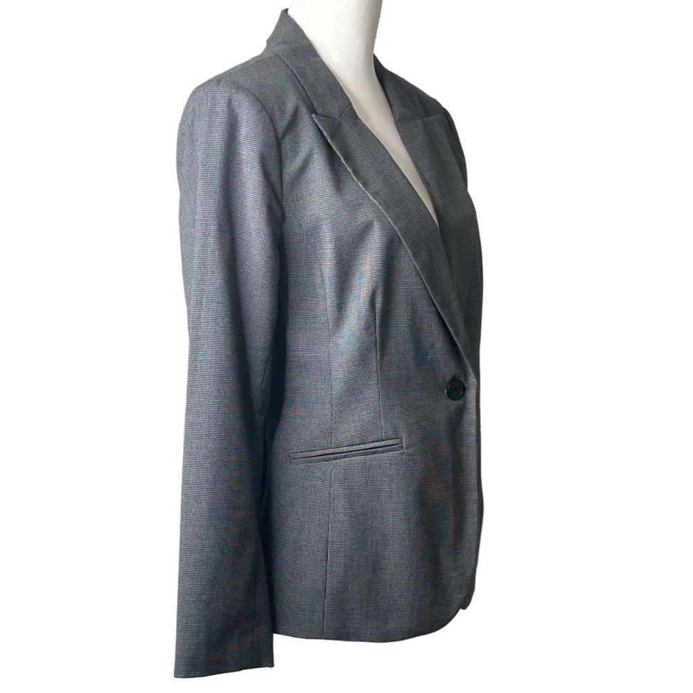 Liz Claiborne Gray‎ Houndstooth One-Button Blazer Jacket Sz 10 - Picture 2 of 7